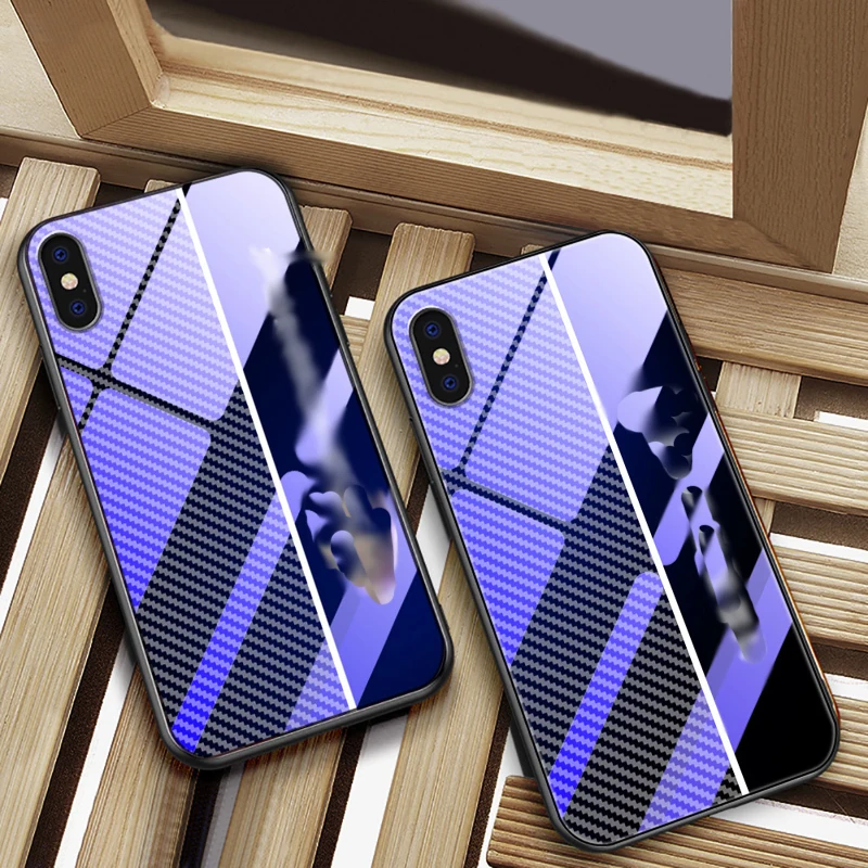 Car logo Blu-ray tempered glass explosion-proof mobile phone case for iPhoneXS MAX / XS 6/7 8plus XR drop protection cover | Мобильные