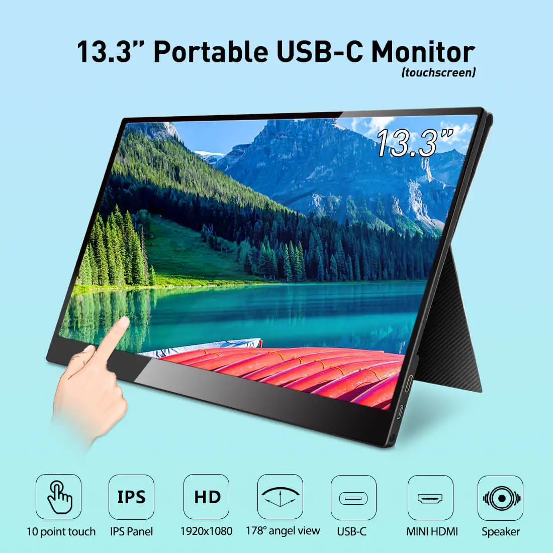 Elecrow 13 3 дюймов портативный USB C монитор HDMI сенсорный экран ЖК Дисплей 1920*1080P 9 мм ips