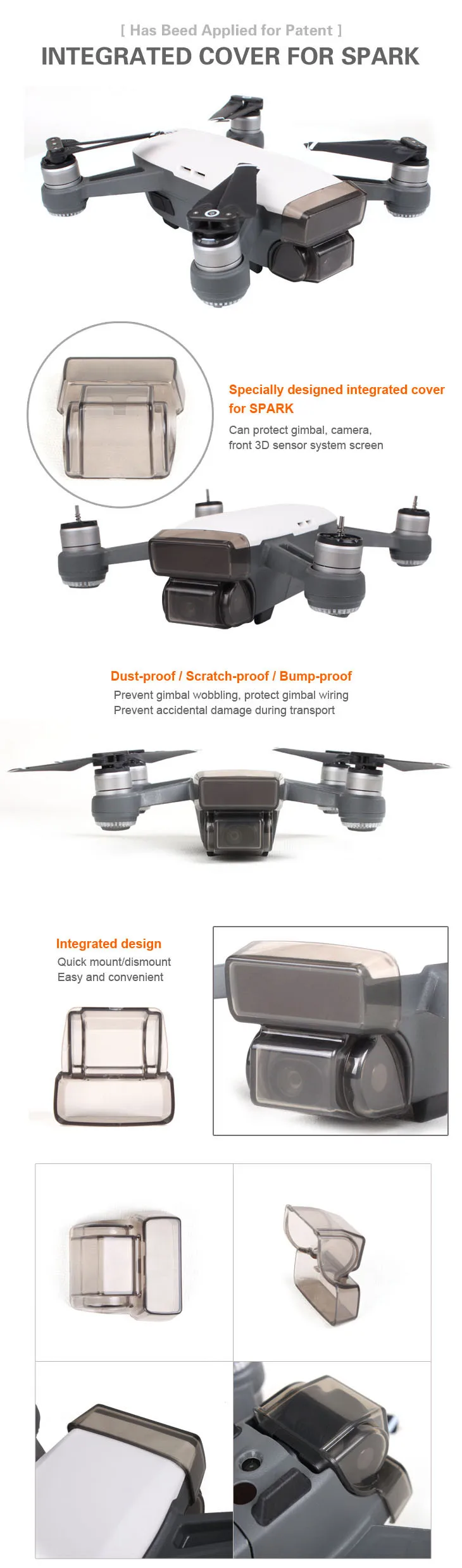 Крышка для камеры DJI SPARK PTZ Передняя 3D сенсорная экран системы интегрированная Защитная крышка для DJI Spark аксессуары