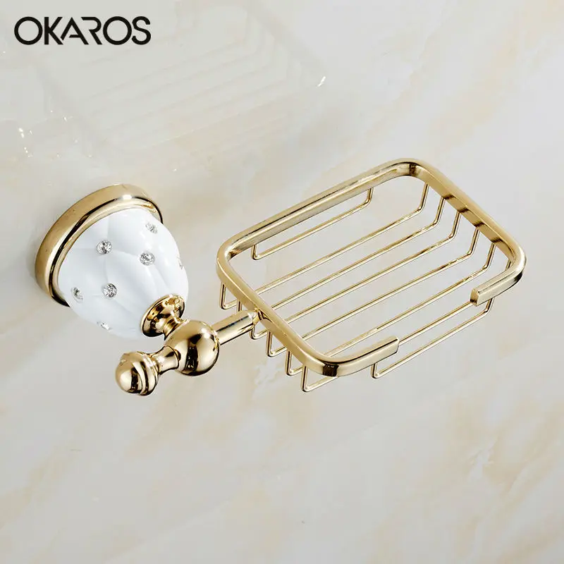 Держатель для мыльницы OKAROS латунная Алмазная корзина мыла