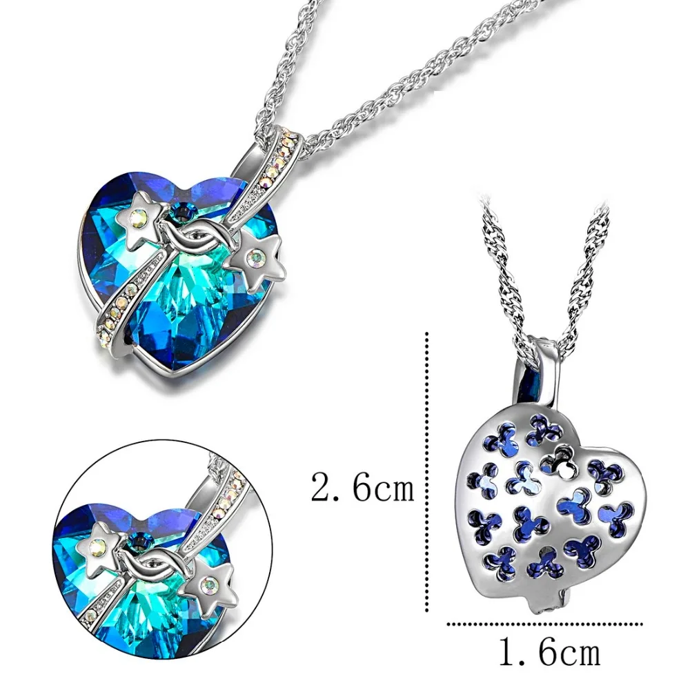 Благородное роскошное морское синее ожерелье с подвеской из австрийского