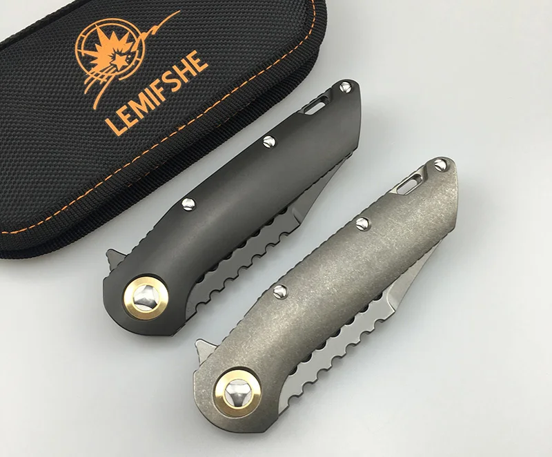 LEMIFSHE MT Warhound Флиппер складной нож D2 лезвие TC4 титановая ручка походные охотничьи ножи для выживания на открытом воздухе EDC инструменты