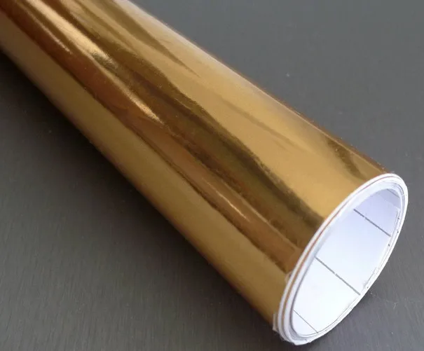 

100mmX1520mm Chrome Golden Gold Mirror Vinyl with Bubble Free Air Release DIY Wrap Sheet Film Car Sticker Decal Car Styling