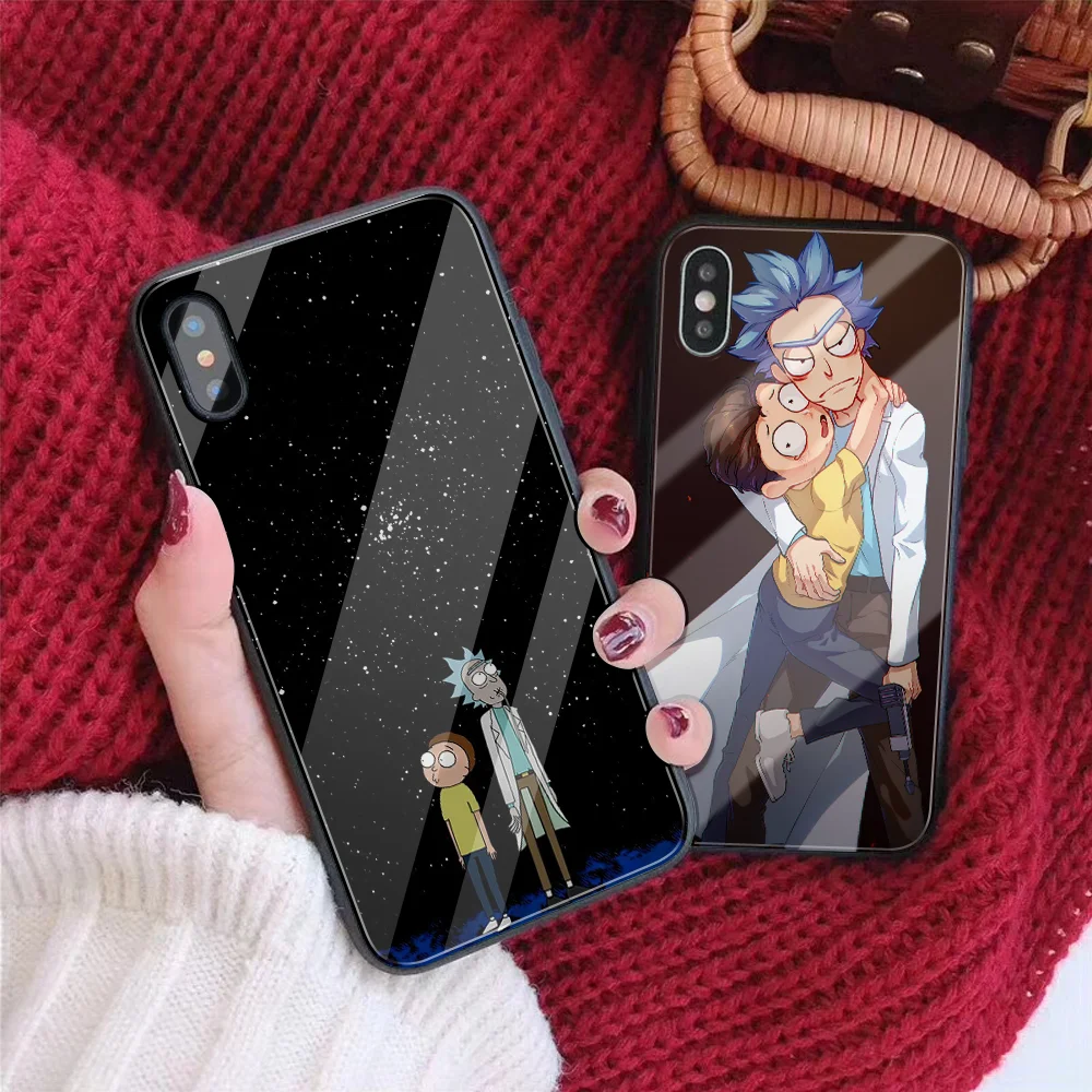 Рик и Морти на заказ Чехол из закаленного стекла для телефона для iphone 11 Pro XS MAX XR 5 Чехол рассол DIY чехол для iphone 8X6 s 7 Plus