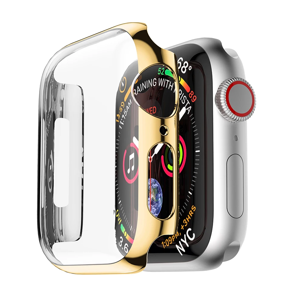 Для Apple Watch Series 4 40/44 мм бампер Жесткий Чехол Защитная пленка для экрана чехол ПК