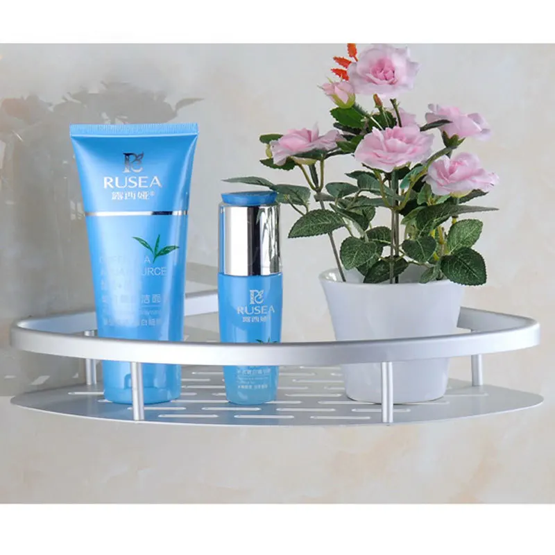 

1 Pcs Single Layer Bathroom Shelf Wall chrome Aluminum Washing Shower Basket Bar Shelves Corner storage 801016