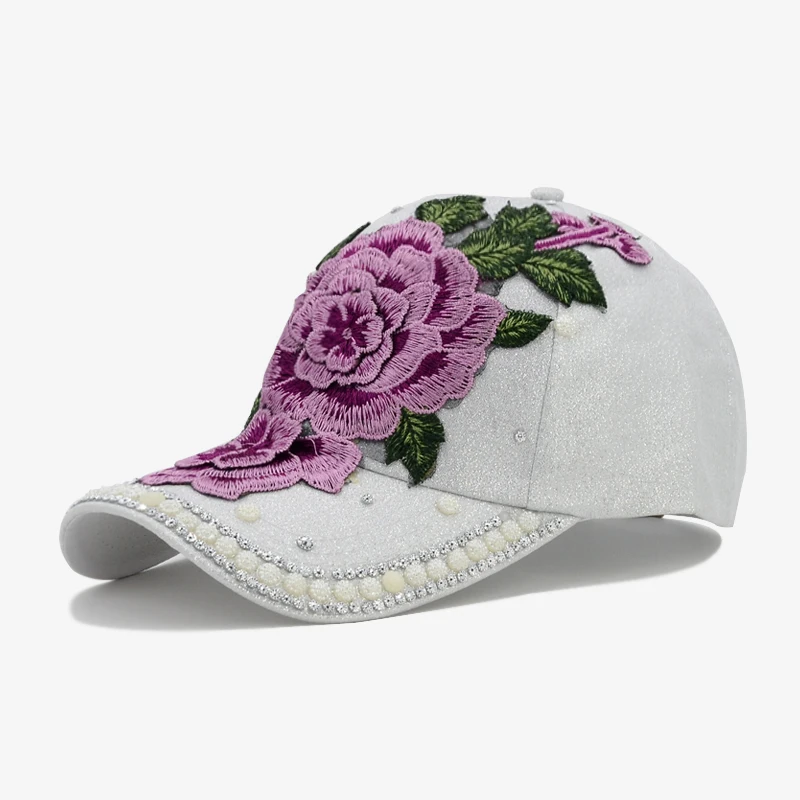 COKK Женская Бейсболка вышитая цветочными бусинами Шляпа Snapback вечерние летняя