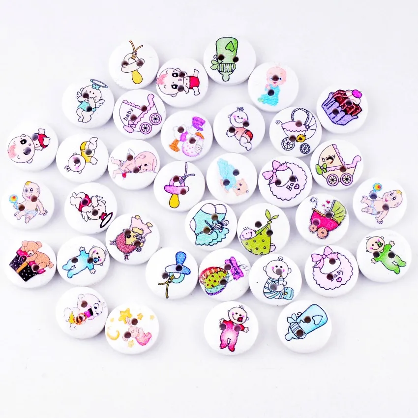 Розничная продажа 10 шт. деревянные пуговицы с 2 отверстиями диаметр 15 мм Швейные