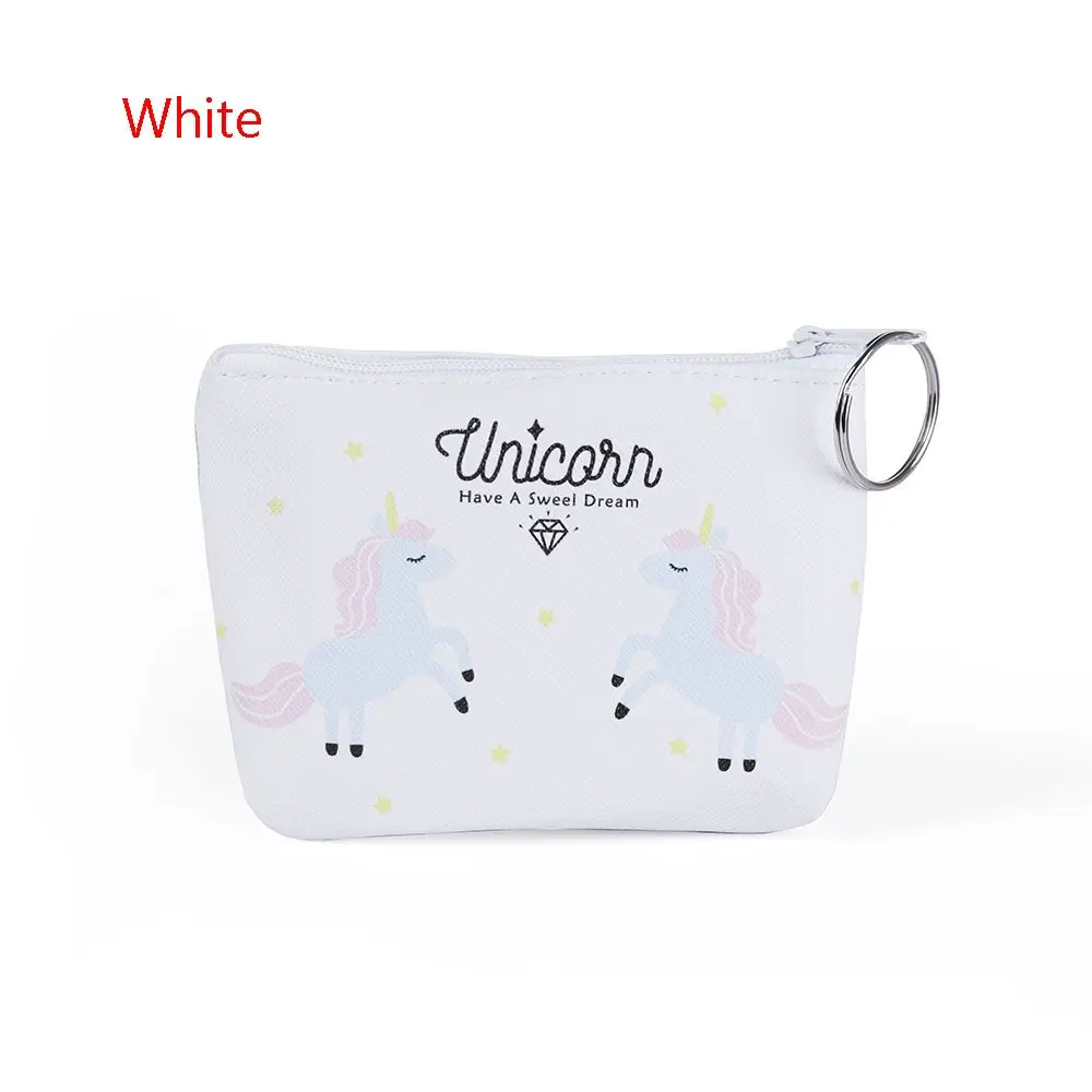 white Милые детские кошельки для девочек, держатель для монет, Kawaii, животные, единорог, женские Мини кошельки для мелочи, сумка для монет, Детская сумочка на молнии, подарок - Цвет: white