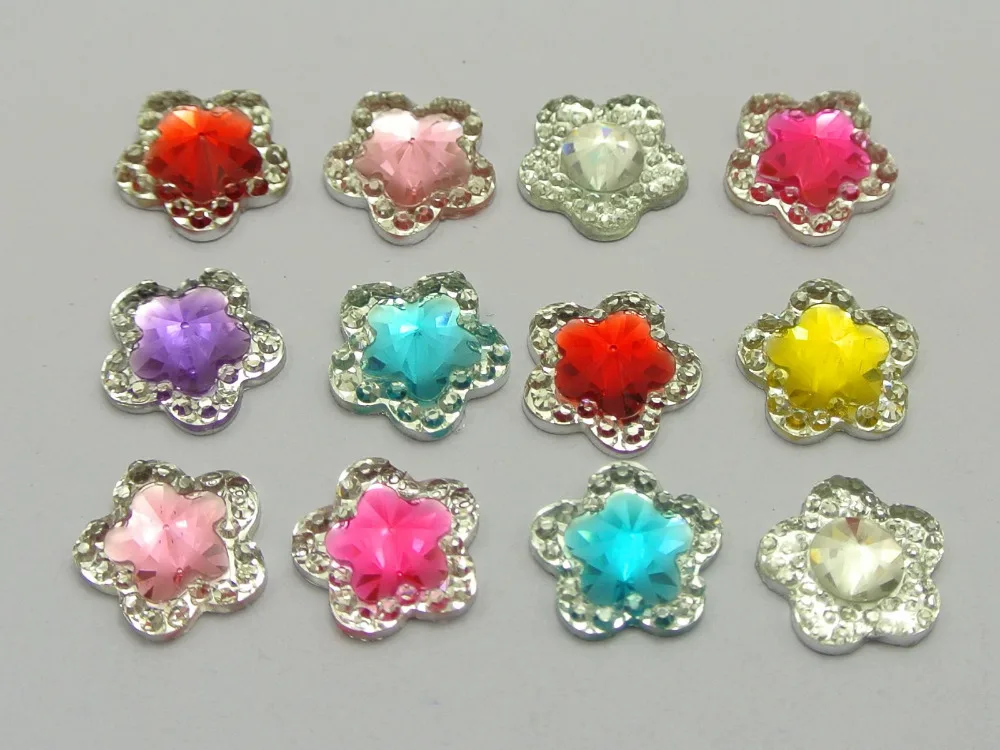 100 разноцветные акриловые цветы стразы с плоской задней стороной драгоценные