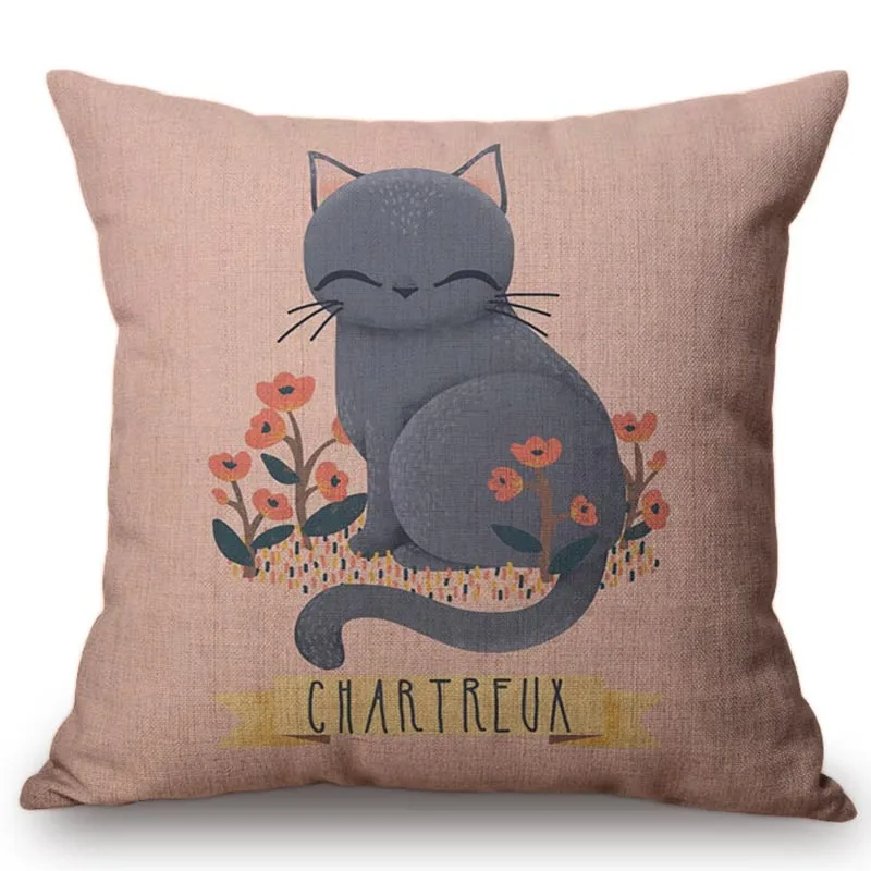 Cartoon Animals Cushion Cover Cute Cat Fox Rabbit Flamingo Design Throw Pillow Cotton Linen Sofa Decorative Case | Дом и сад