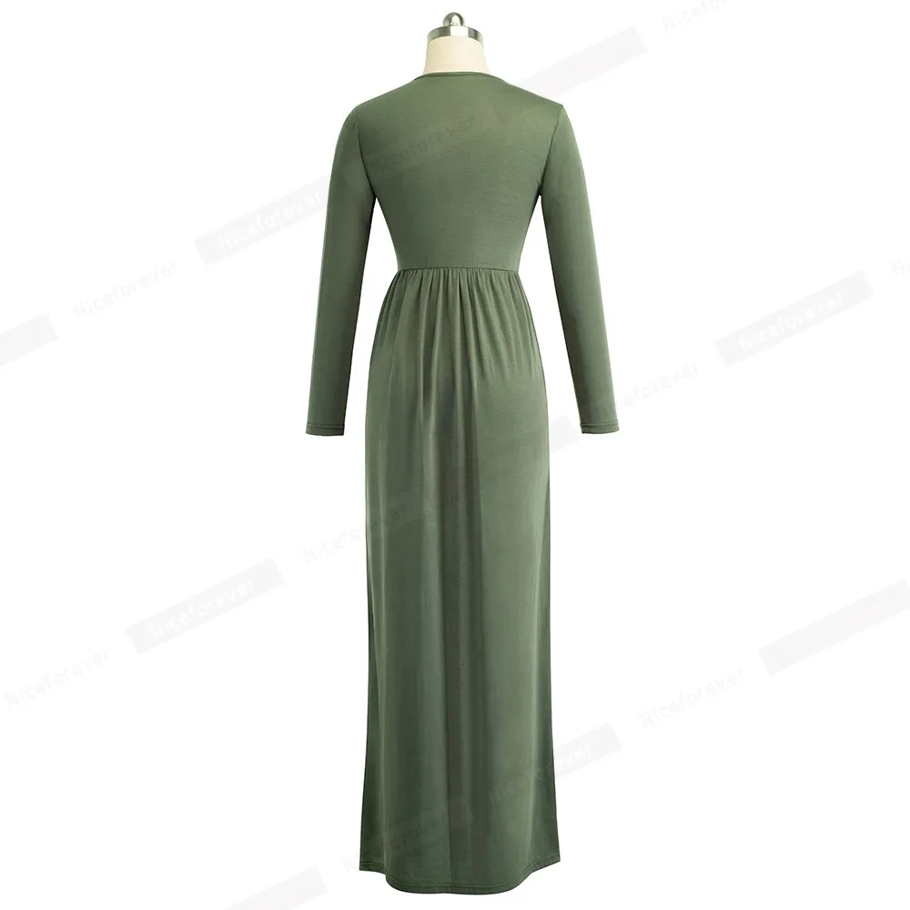 Nice forever повседневные элегантный чистый цвет с карманом vestidos Для женщин полной
