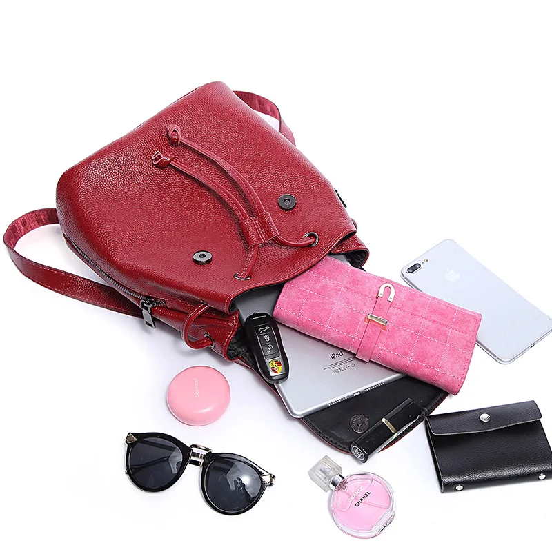 Маленький модный новый женский рюкзак из 100% мягкой натуральной коровьей кожи