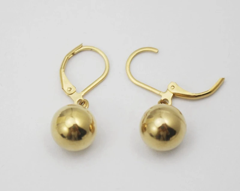 Серьги гвоздики из нержавеющей стали с золотыми бусинами|stainless steel stud earrings|fashion