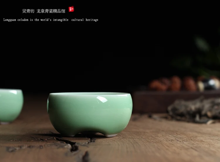 Китайский Селадон Фарфор Longquan чайные чашки чайный горшок Золотая Рыба чашка чая, кружка 60 мл китайский чайный сервиз кракле чайный сервиз Прямая поставка