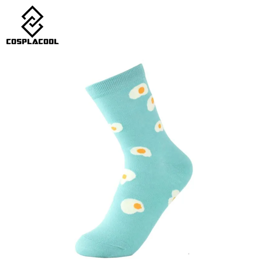 [COSPLACOOL] 5 пар/лот милые хлопковые носки для женщин и девочек Kawaii Egg Donut Sushi забавные