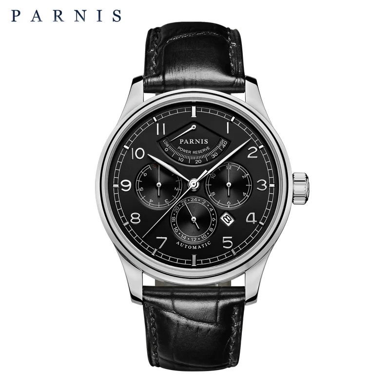 power reserve9 Parnis, 42 мм, автоматические часы, лунная фаза, запасная мощность, часы для мужчин, люксовый бренд, топ Miyota, механические намотки, часы, PA6062-A, подарок для мужчин - Цвет: power reserve9