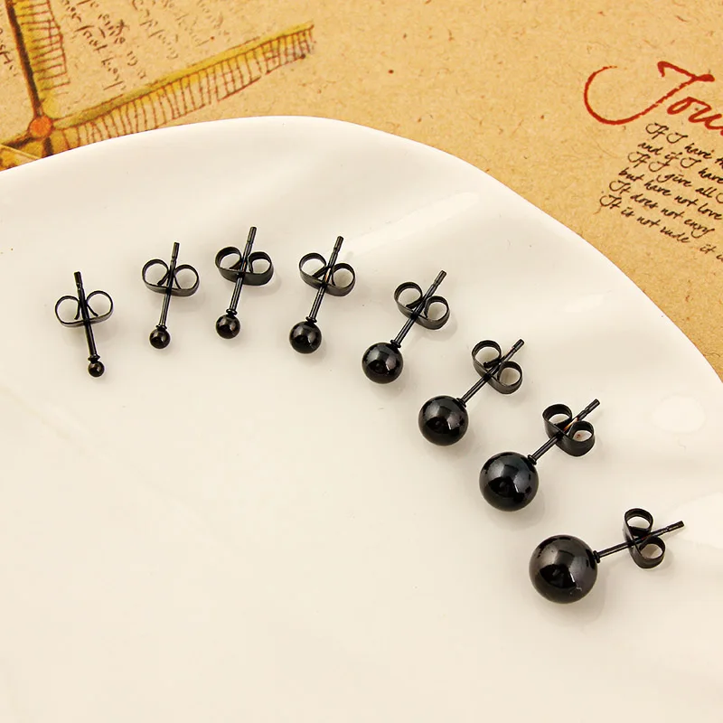 Новый дизайн из нержавеющей стали панк готический круглый шар серьги гвоздики