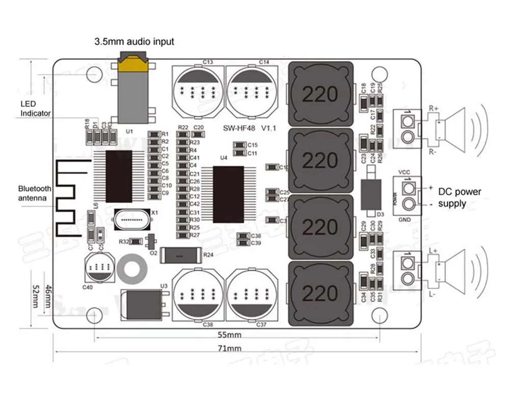 Новый TPA3118 2x30 Вт 8 26 В DC Аудио Стерео Bluetooth цифровой усилитель плата для