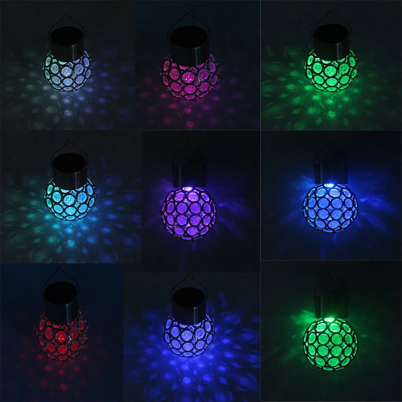 

4Pcs/lot Solar Powered Hanging Light Outdoor Garden Decorative Sparkling Crystals Gazing Ball Landscape Holiday Solar Lamp