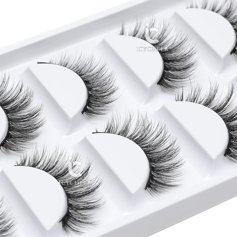 ICYCHEER Makeup Cosmetics 5 Pairs Real Mink 3D False Eyelashes 100% Siberian Fur Natuarl Long Thick Fake Handmade | Красота и