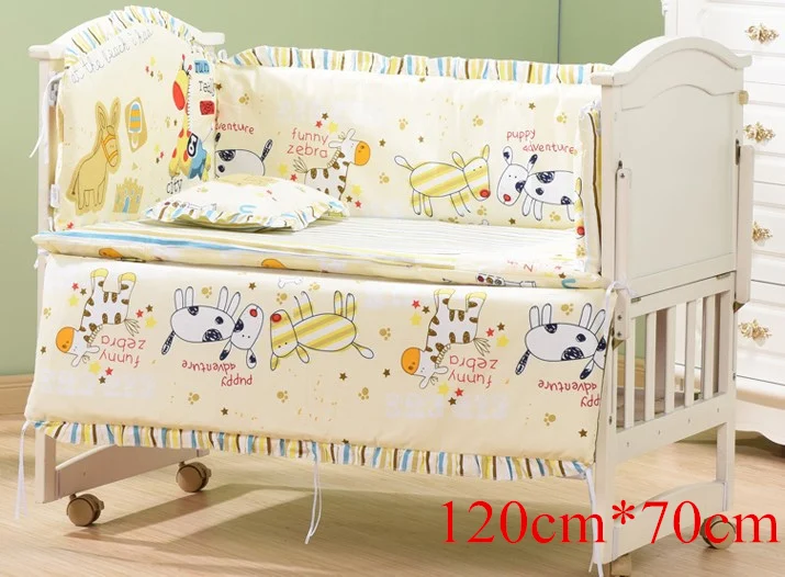 cow 120-70 5 шт./компл. мультфильм анимированные детская кроватка кровать бампер для новорожденных хлопковое комфортное нижнее белье, Детское покрывало для кровати детские моющиеся Постельное белье - Цвет: cow 120-70