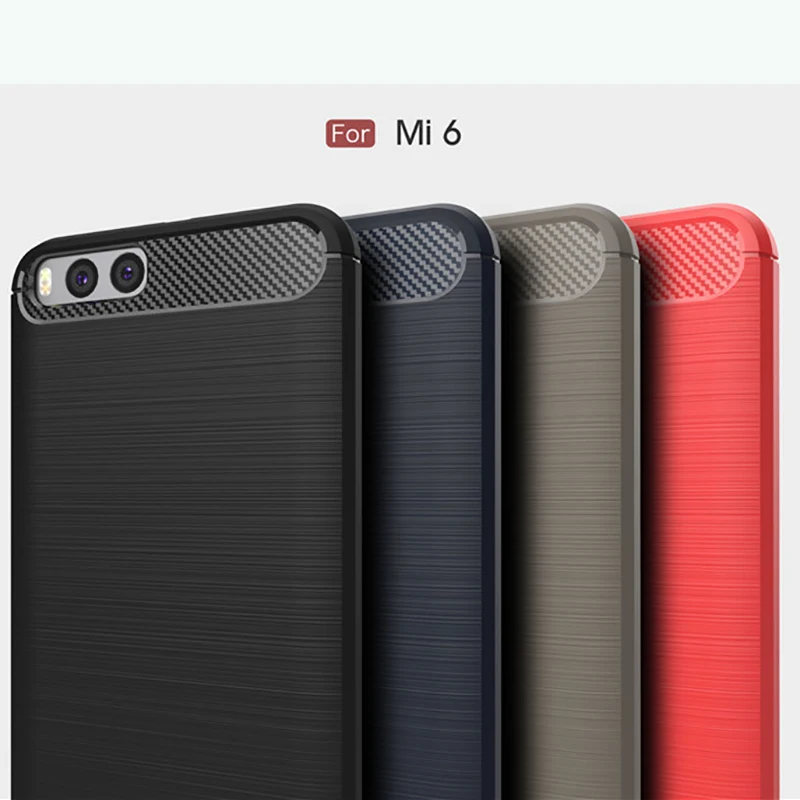 For Xiaomi mi 6 Case Silicone Carbon Fiber Cover for mi6 Soft TPU Coque Slim Texure Back | Мобильные телефоны и