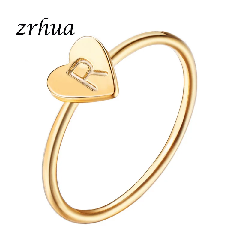 ZRHUA модные золотые Цвет сердца и буквы кольца для женщин сделай сам чехол с