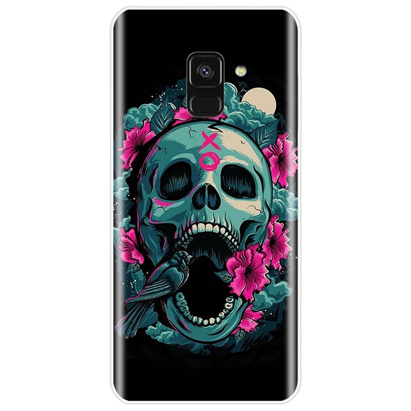 Retro Style Flower Skull Soft Silicone Phone Case For Samsung Galaxy A5 A7 A8 2015 A3 2016 2017 A9 2018 | Мобильные телефоны и