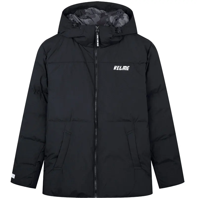 

KELME Men Sports Training Winter New Down Jacket Warm Hooded Coat Medium-Long Thickening Coat 36841004