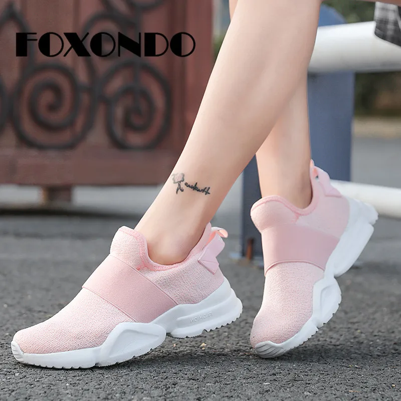 FOXONDO/2019 весенние модные женские сникерсы на платформе плоской подошве дышащие