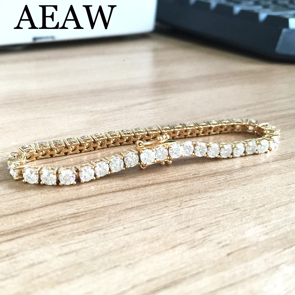 11.4ctw 4 мм Круглый отличный режущий браслет GH Moissanite для тенниса зубца 14k желтое