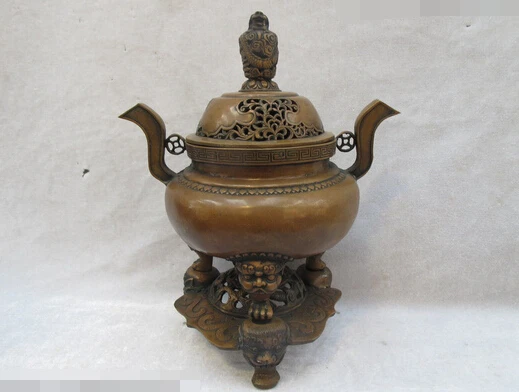 Bi003257 Тибетский буддизм народная бронзовая резная статуя дракона Королевского