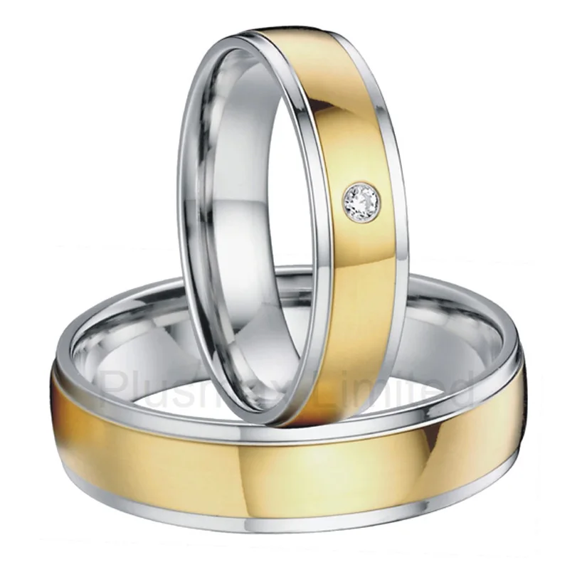 

alliances China wholesaler simple classic designs two tone classic domed titanium wedding band rings