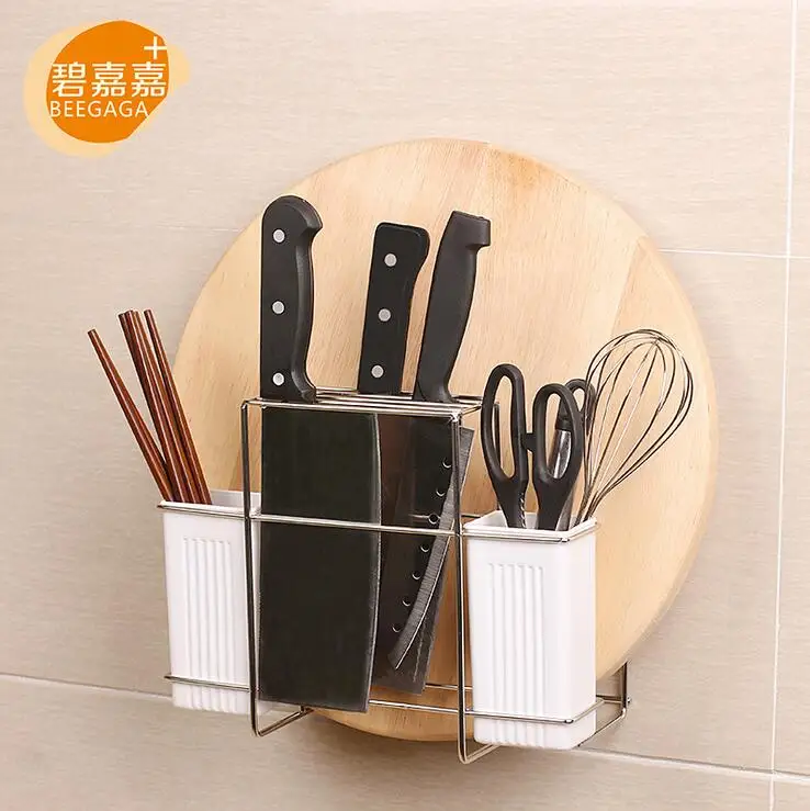 

Wall Mounted Self-Adhesive Suction Cup Stainless Steel 304 Cutting Board Rack Kitchen Storage Knives Block Holder