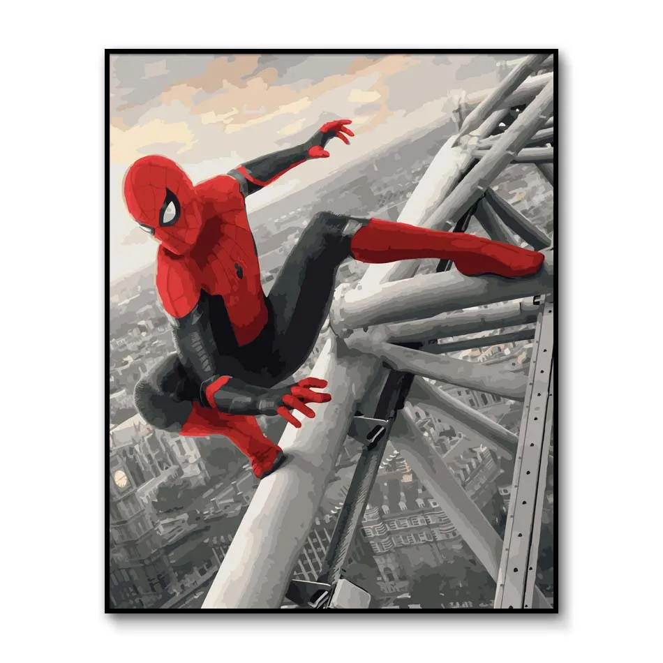 zhizhuxia13 Том Холланд плакат Человек-паук далеко от дома живопись по номерам Marvel картины по номерам на холсте плакат Мстителей - Цвет: zhizhuxia13