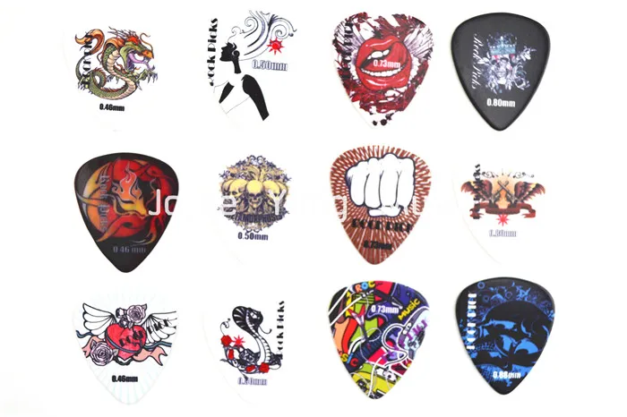 Портативный кожаный бумажник для гитары и 12 шт. медиаторов целлулоидной в рок