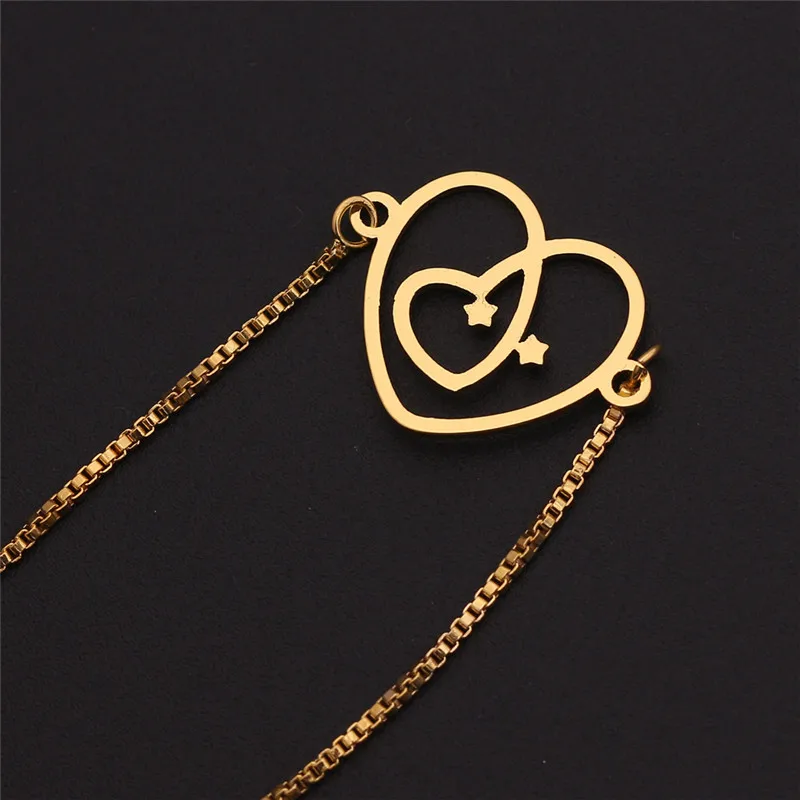 2019 модный Регулируемый циркониевый браслет для женщин Золотое сердце в коробке