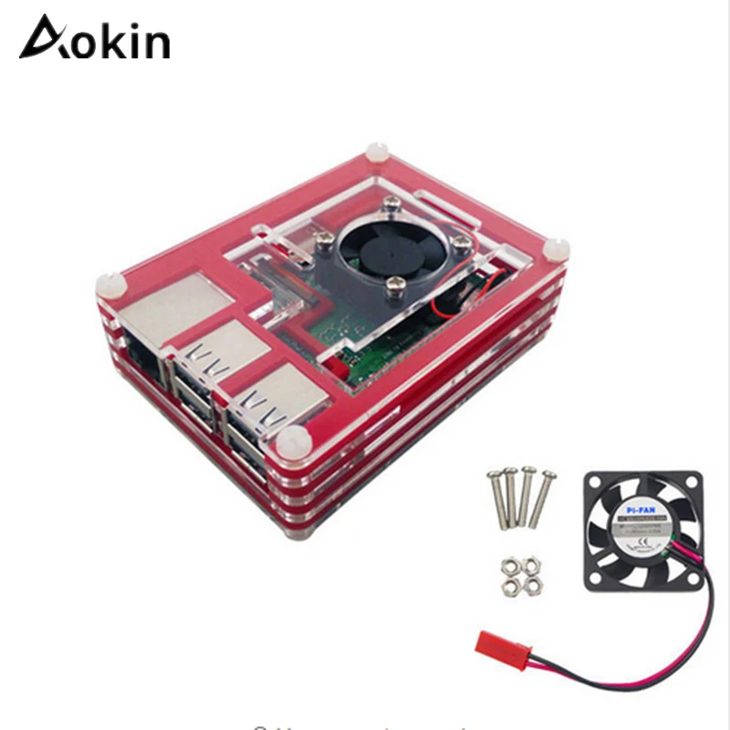 Aokin For Raspberry Pi 3 Enclosure Case 9 Layer Acrylic Cover Shell With Cooling Fan Model B+ Plus | Компьютеры и офис