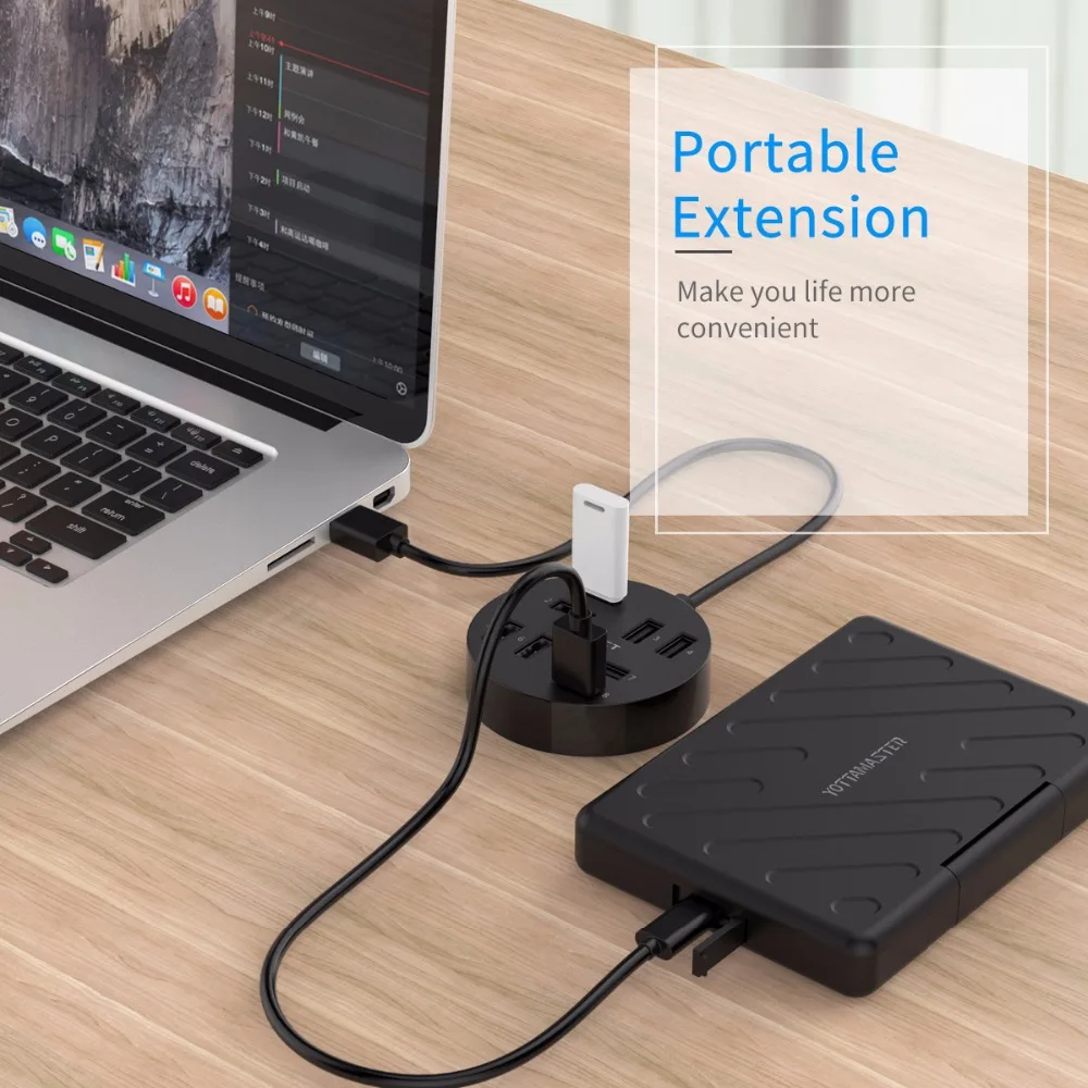 AIFFECT USB HUB2.0 внешний 8 портов разветвитель с микро порт питания для компьютера Mac