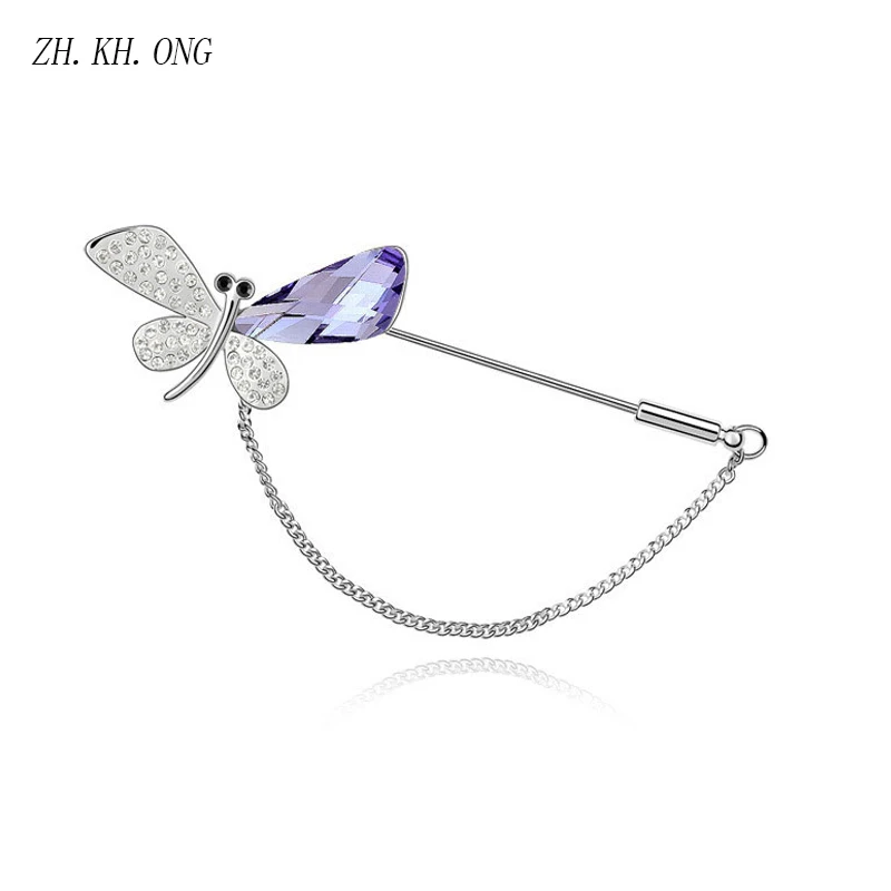 Ж. Х. Онг Мода 2017 г. Блеск Crystal Silver Цвет милые бабочки брошь Булавки Jewelry Для женщин