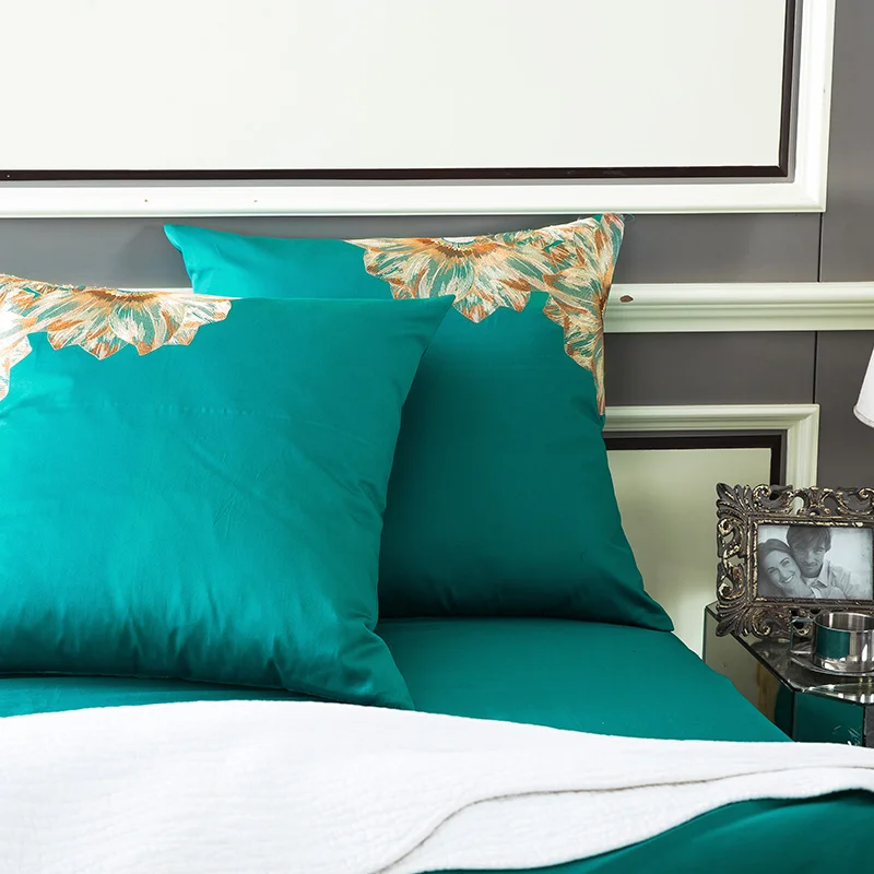 Роскошная вышивка Египетский хлопок 4 шт. белые фиолетовые синие королевская