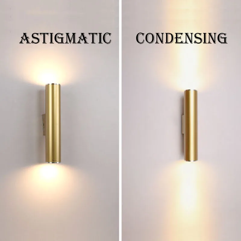 

Wall Light Gold Tube Design lights Plating Aluminium Cover LED Sconce Light Hallway Coffee Shop Indoor Up and Down Light