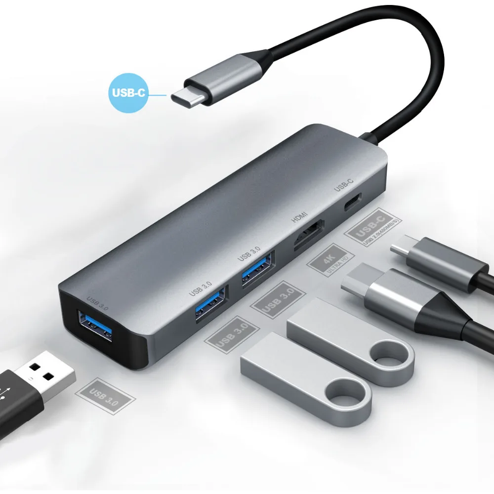 USB C к HDMI адаптер 4K @ 30 Гц выход док Мощность доставки 60 W с 3 x 0 модуль