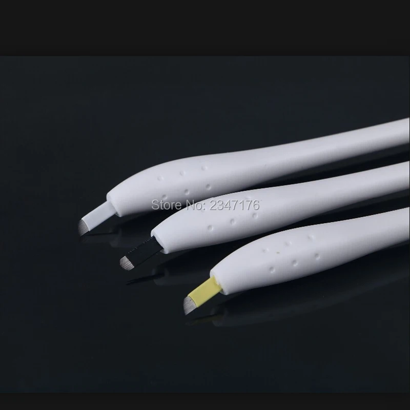 10 шт. новые белые одноразовые microblading ручек #14 pins иглы татуаж машина Руководство