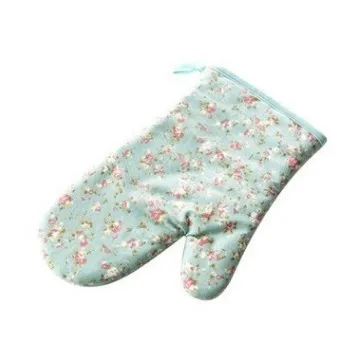 Blue small floral 1 шт. милые хлопковые модные нордические кухонные перчатки для приготовления лыж, зимние перчатки для выпечки, прихватки для барбекю, прихватки для духовки, перчатки для микроволновой печи - Цвет: Blue small floral