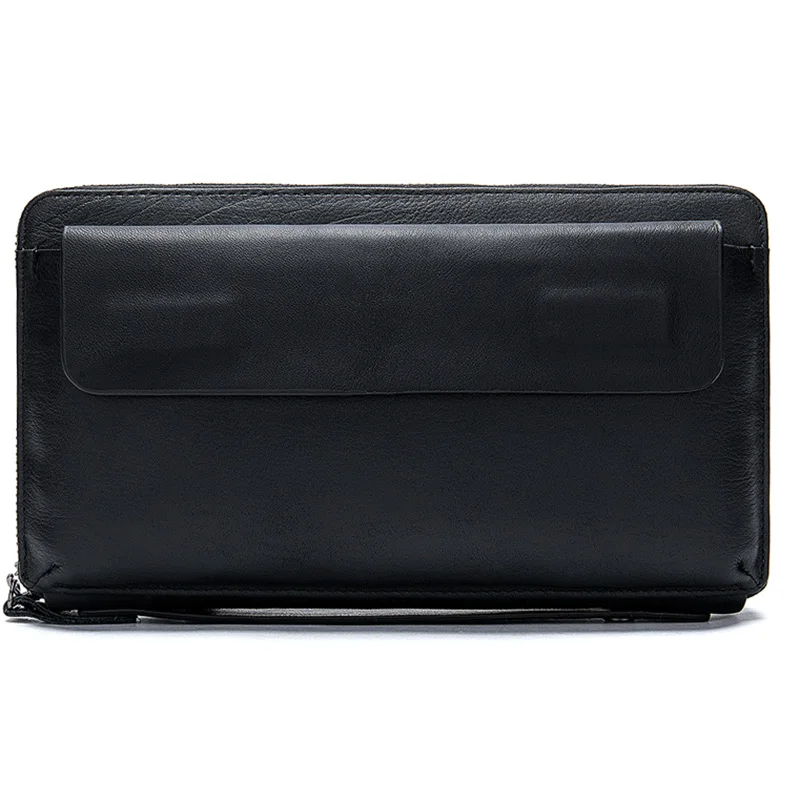 9043A3black MVA клатч мужской из натуральной кожи мужской кошелек с карманом для монет двойной кошелек, бумажник на молнии мужской удлиненный бумажник для карт кошельки - Цвет: 9043A3black