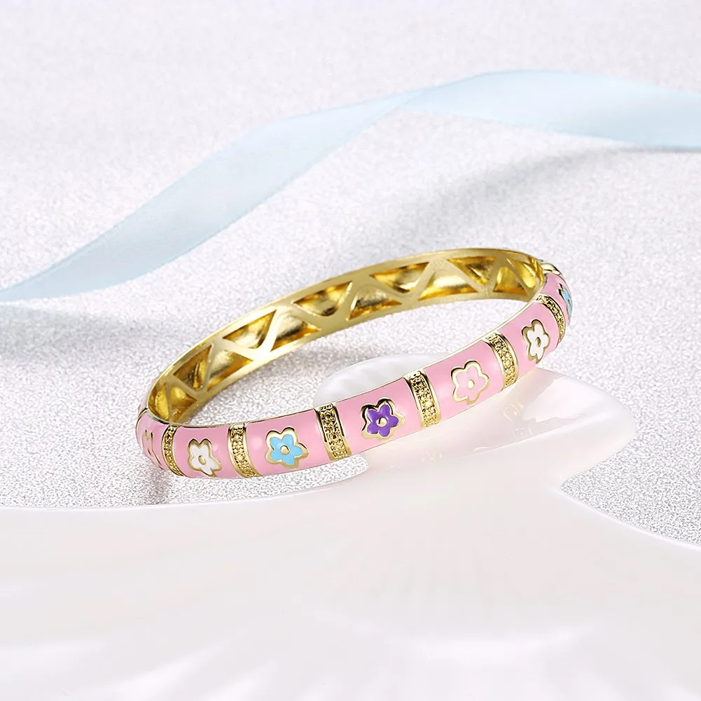 Красивые женские браслеты из чистого золота изделие цветочным узором браслет