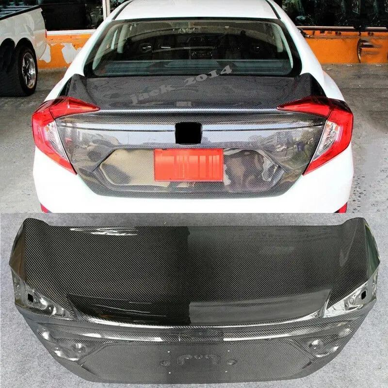 Реальные углеродного волокна Задняя Крышка багажника для Honda Civic 10th 4Dr седан