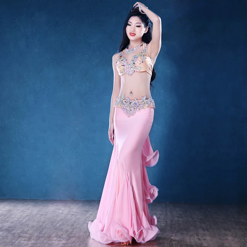 Роскошный бюстгальтер со стразами + ремень длинная шифоновая юбка ожерелье